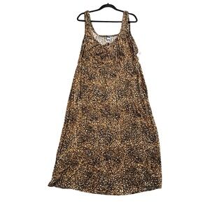 Y2K Leopard Print Maxi Dress Brown Slip Grunge Baddie 90s Core XL NWT